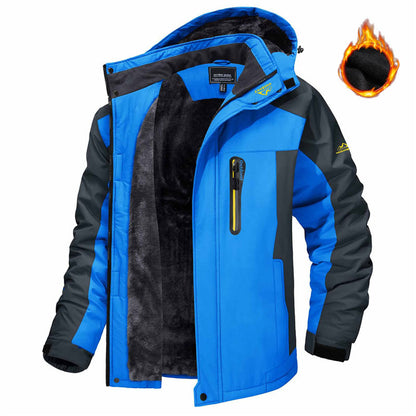 Winter Hooded Jacket Fashion Casual Warm Fleece Coat Windproof Rainproof Parka Windbreaker Men's Top