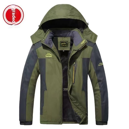 Winter Hooded Jacket Fashion Casual Warm Fleece Coat Windproof Rainproof Parka Windbreaker Men's Top