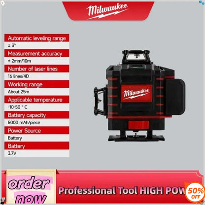 Milwaukee 4.2V 360 Degree Vertical Laser Level Green Beam 16 Lines Self-leveling