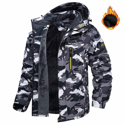 Winter Hooded Jacket Fashion Casual Warm Fleece Coat Windproof Rainproof Parka Windbreaker Men's Top